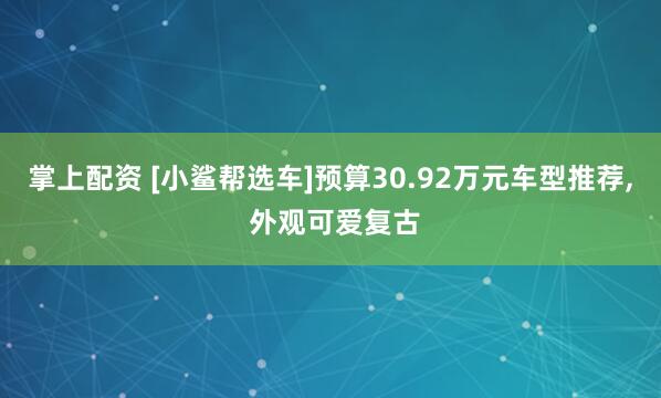掌上配资 [小鲨帮选车]预算30.92万元车型推荐, 外观可爱复古